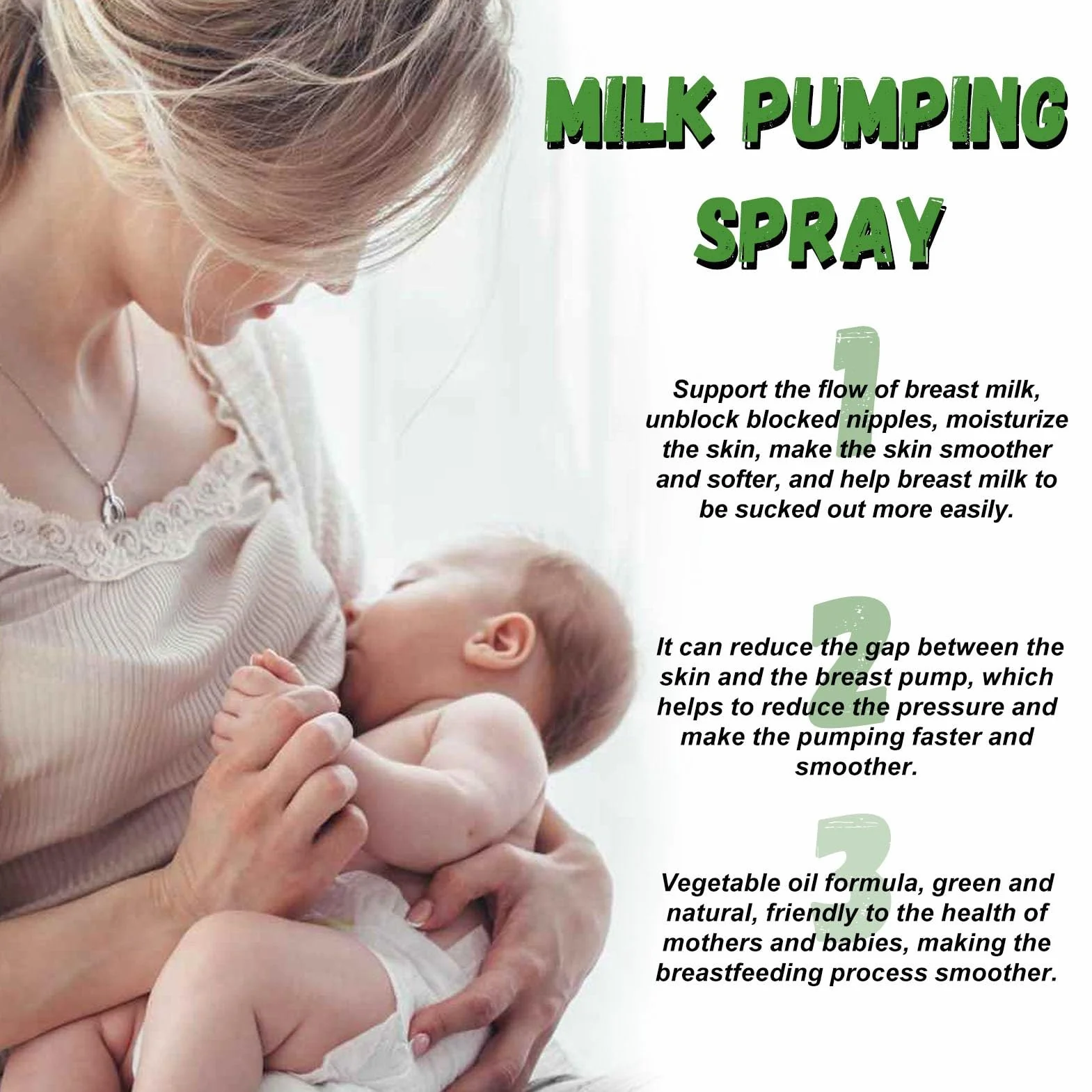 Spray per Estrazione del Seno, 2 Pezzi 118 Ml Spray per Estrazione del Latte Idratante Che Sblocca i Capezzoli Spray Lubrificante per Pompa per L'allattamento Al Seno