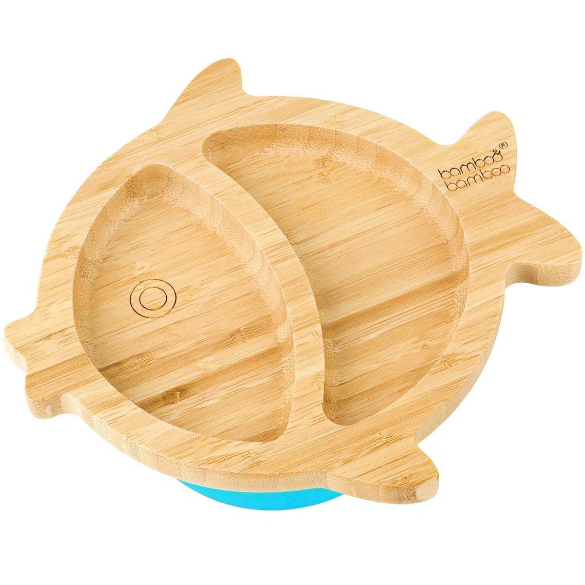 bamboo bamboo Baby E Piatto Bambini Piatto Bambù Pesce Con Suzione Sicura Per Pasti E Svezzamento Antiscivolo Per Neonati Da 6 Mesi (Pesce, Blu)