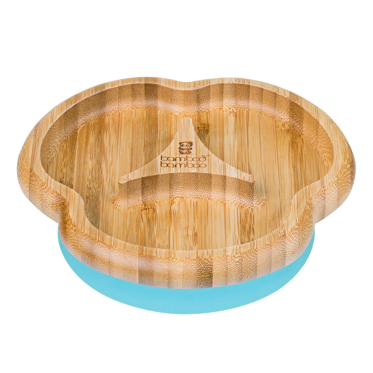 bamboo bamboo Baby E Piatto Bambini, Bambù Con Divisori Suzione Sicura Per Pasti E Svezzamento Con Base Antiscivolo Per Neonati Da 6 Mesi (Divisorio, Blu)