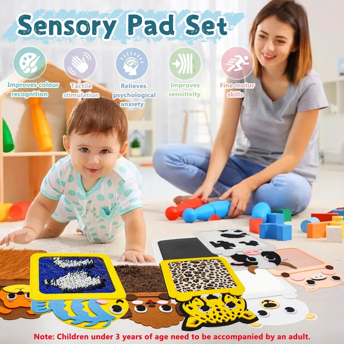 12 tappetini sensoriali, pannelli sensoriali da parete per bambini, strumenti per l'autismo, tessuto strutturato sensoriale, tappetino per animali educativi, articolo per bambini autismo,