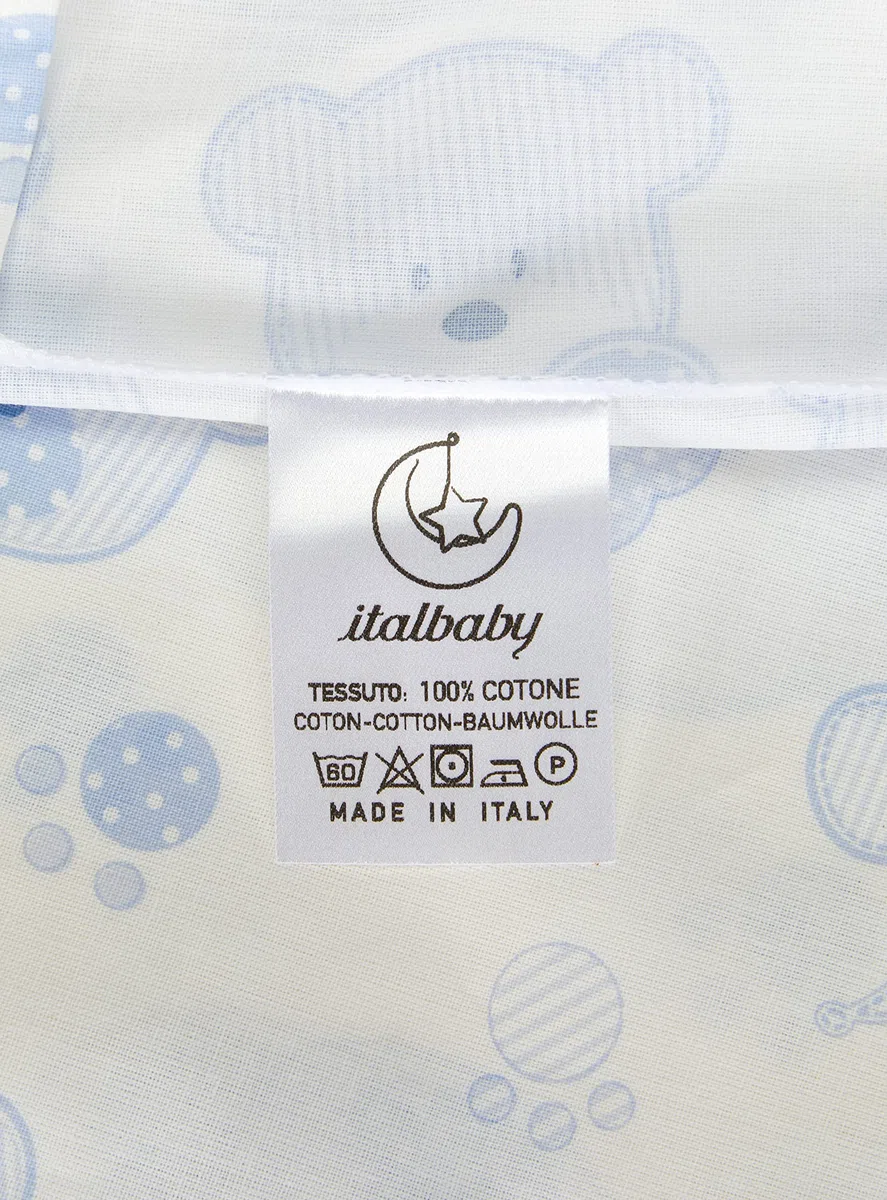 Italbaby 020.1000-004, Lenzuolino completo 3 pezzi, In cotone, Fantasia tenerezza azzurro