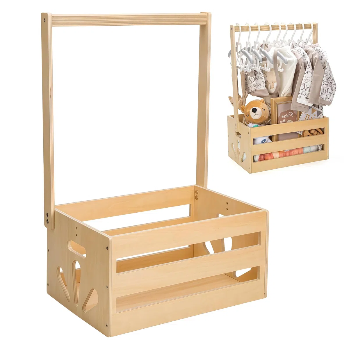 Cestino regalo per bambini in legno con maniglia, scatola per baby shower, armadio con maniglia, pratico cestino decorativo per baby shower, box doccia per bambini, cestino per bambini personalizzato