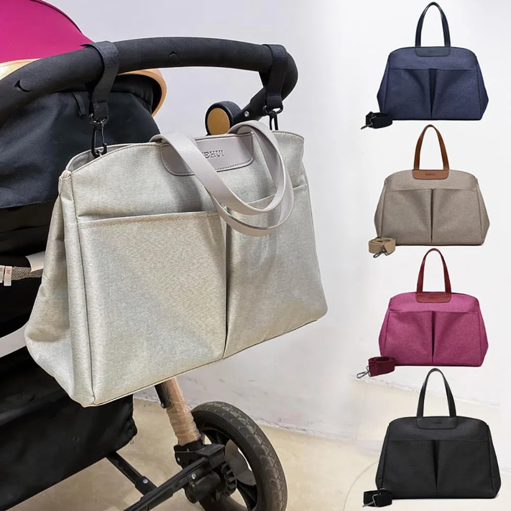 Borse Fasciatoio Carrozzine, Nero, 2 Ganci Passeggino, Tasca Isolata, Borse Fasciatoio Passeggino Impermeabile, Tote Fasciatoio Grande Multifunzione, Borsa per Pannolini Bebè/Mamma Papà