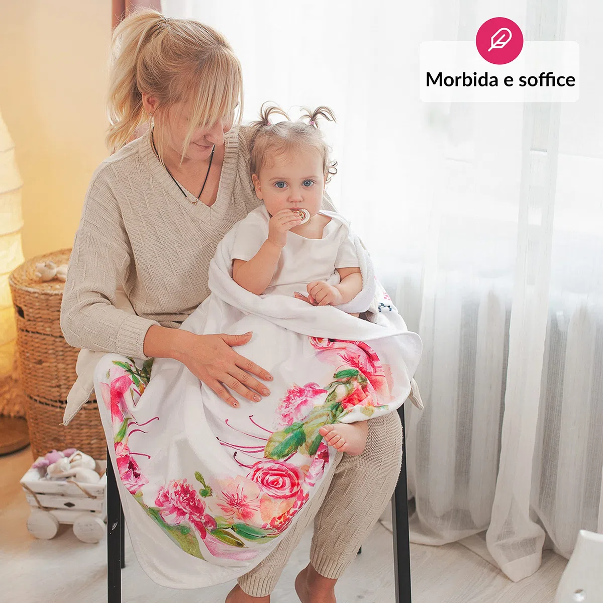 Coperta Mesi Neonato In Italiano | Tappeto Per Maschio O Femmina, Unisex | Tema Fiori E Foglie | Regalo Baby Shower Personalizzato Per Neomamme | Incluse Cornici