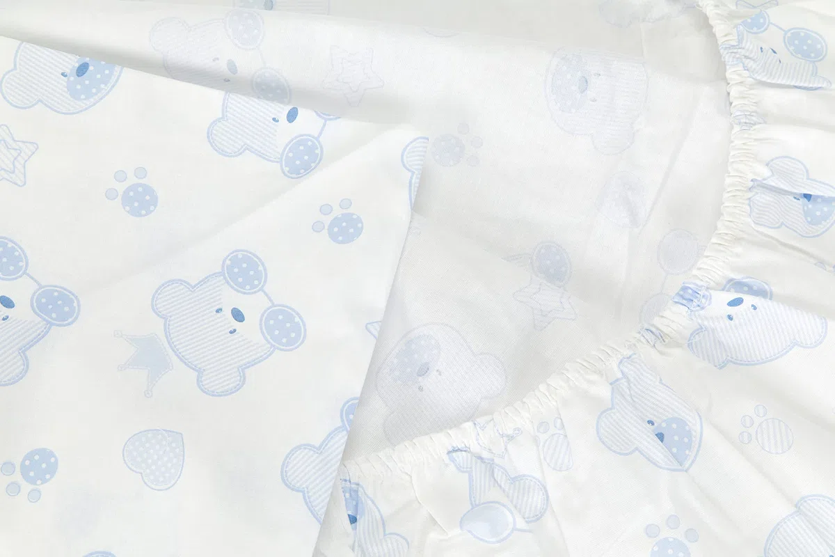 Italbaby 020.1000-004, Lenzuolino completo 3 pezzi, In cotone, Fantasia tenerezza azzurro