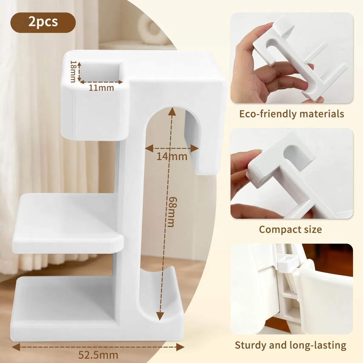 Adattatori Babyset per Stokke Tripp Trapp - Set da 2 adattatori compatibili con seggioloni modello precedente al 2003, traversa 68 mm, utilizzo con baby set, vassoio e tavolino per uso quotidiano