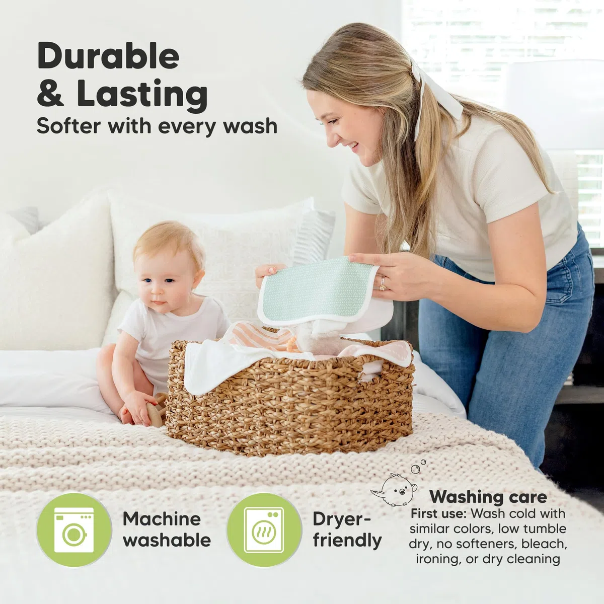 6pk Salviette bebè cotone per neonati - Salviette in mussola di cotone bio morbide per maschi, femmine, neonati, asciugamani bimbi, assorbenti e delicate per pelle sensibile (Nordic)