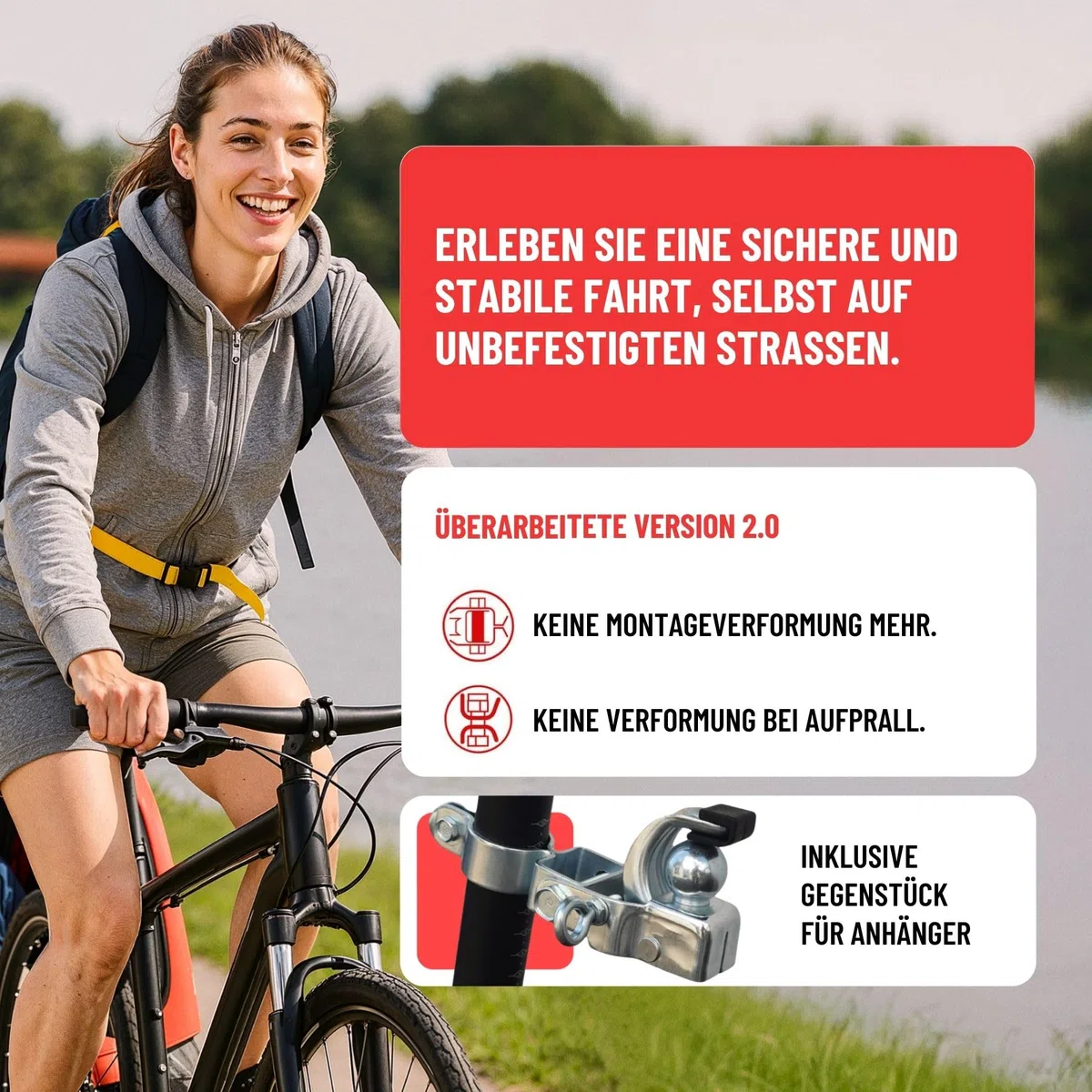 Gancio di traino per bicicletta, gancio di traino VDP per rimorchio per bicicletta, rimorchio per bicicletta Ebike