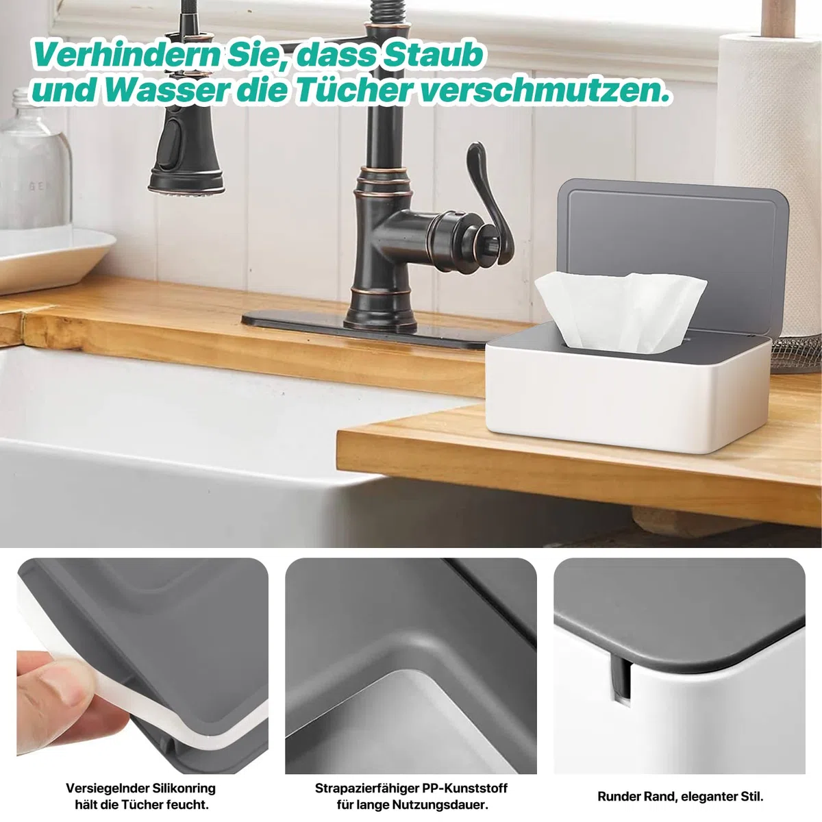 2 pezzi porta salviette umidificate neonato e 4 pezzi sacchetto per salviette, per mantenere le salviette umide, antiscivolo, facile da aprire e chiudere per il bagno