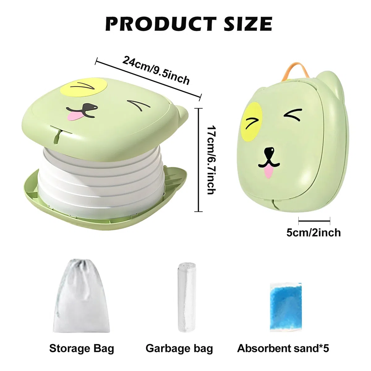Sedile WC pieghevole per bambini, vasino da viaggio per auto, per esterni e interni, pratico per campeggio e viaggi, compatto e portatile, rosa (toilette pieghevole per bambini, verde)