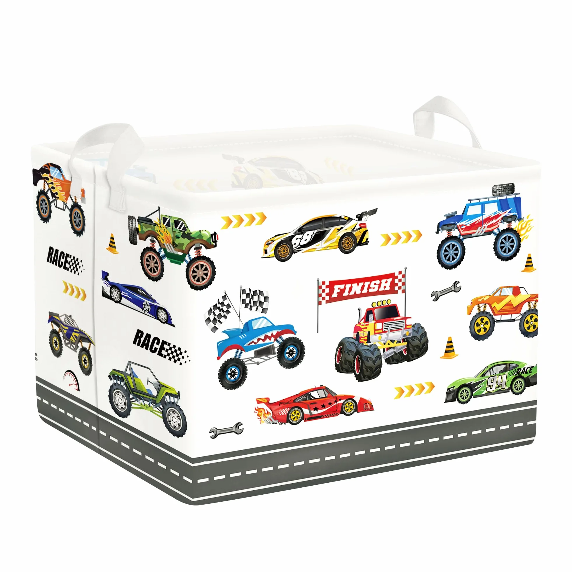 Clastyle Ceste Biancheria Bambini Auto Cestino Giocattoli Vestiti Impermeabile per Ragazzo Cestino Portaoggetti per Bagno Cameretta Bucato, Camion Mostruoso, 40x30x30 cm