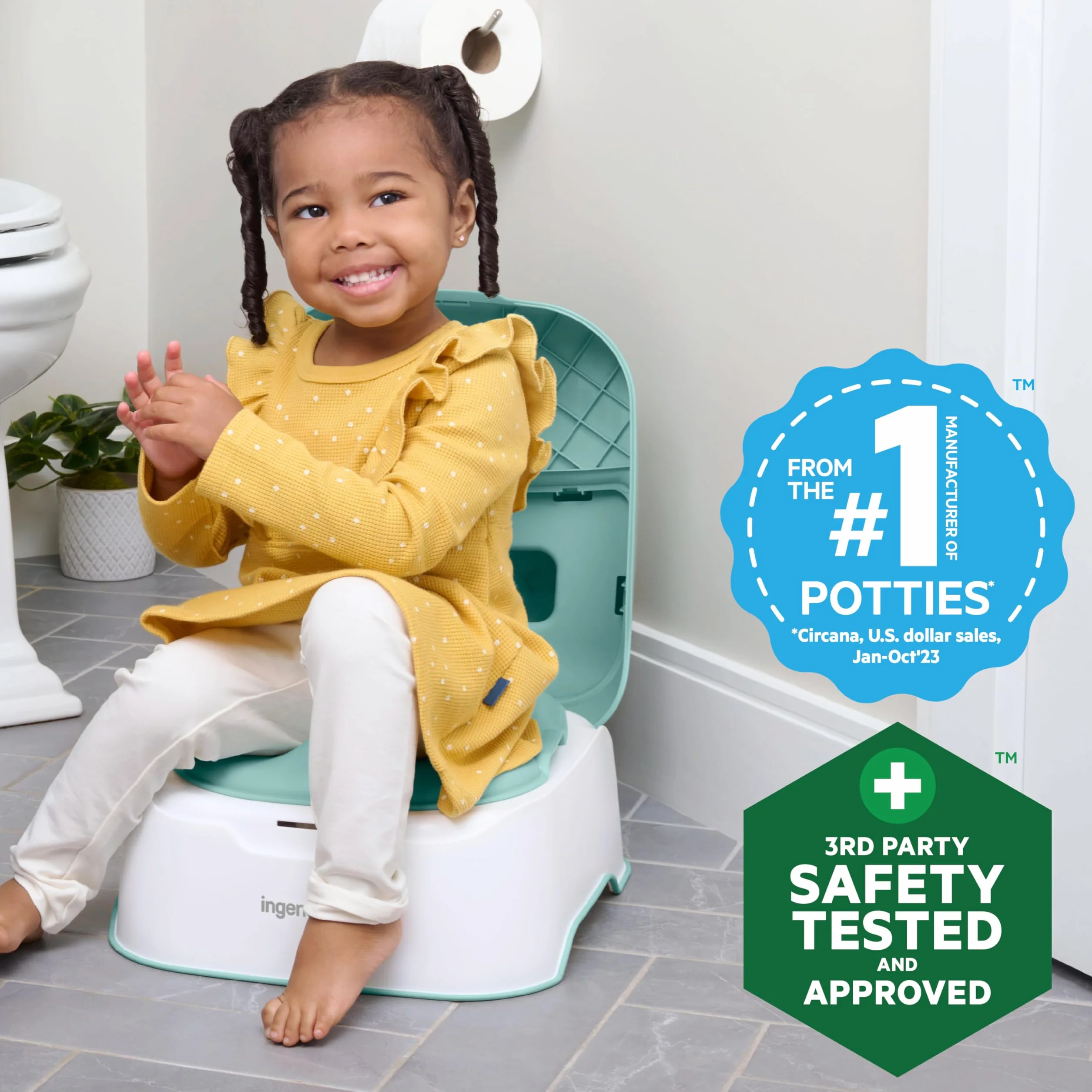 Ingenuity, sistema 3-in-1 Prepare to Potty - Vasino, copri vasino, sgabello, facile installazione, 18+ mesi