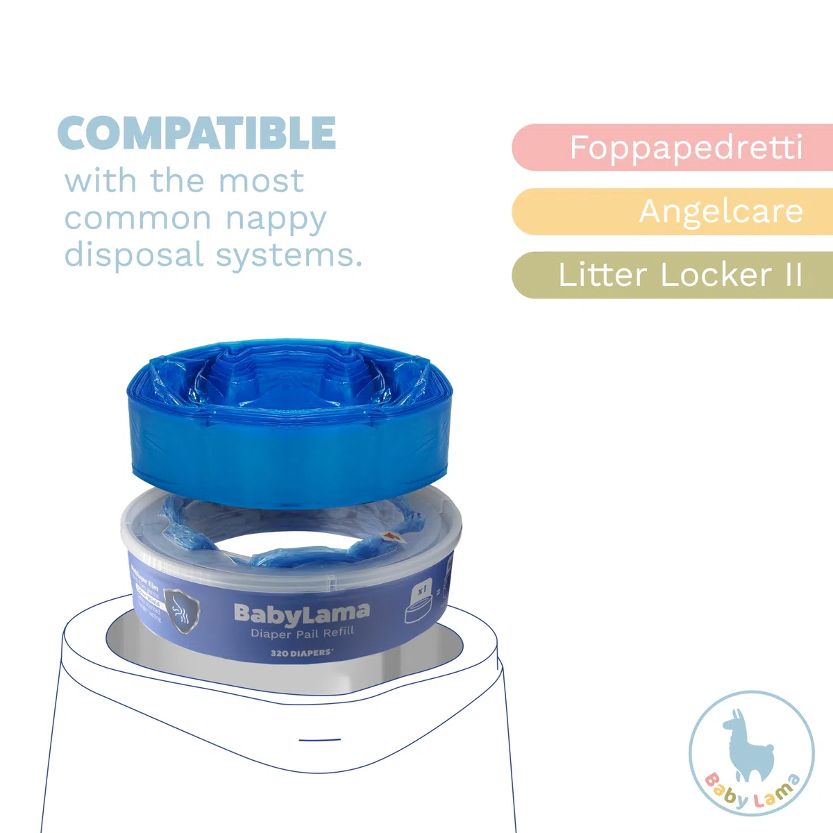 Ricariche per Mangiapannolini Compatibili con Angelcare Maialino Foppapedretti. (9 Buste e 1 Cestello di Ricarica)