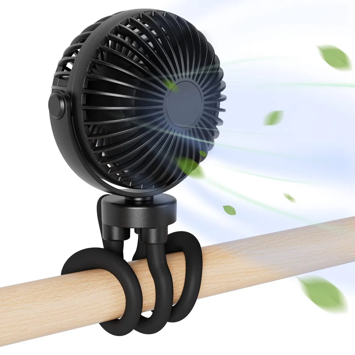 Ventilatore USB, Ventilatore Passeggino con 3 Velocità Regolabili, Flessibile Treppiede, Mini Ventilatore Portatile pour per Campeggio, Seggiolino Auto, Sport, Carrozzina