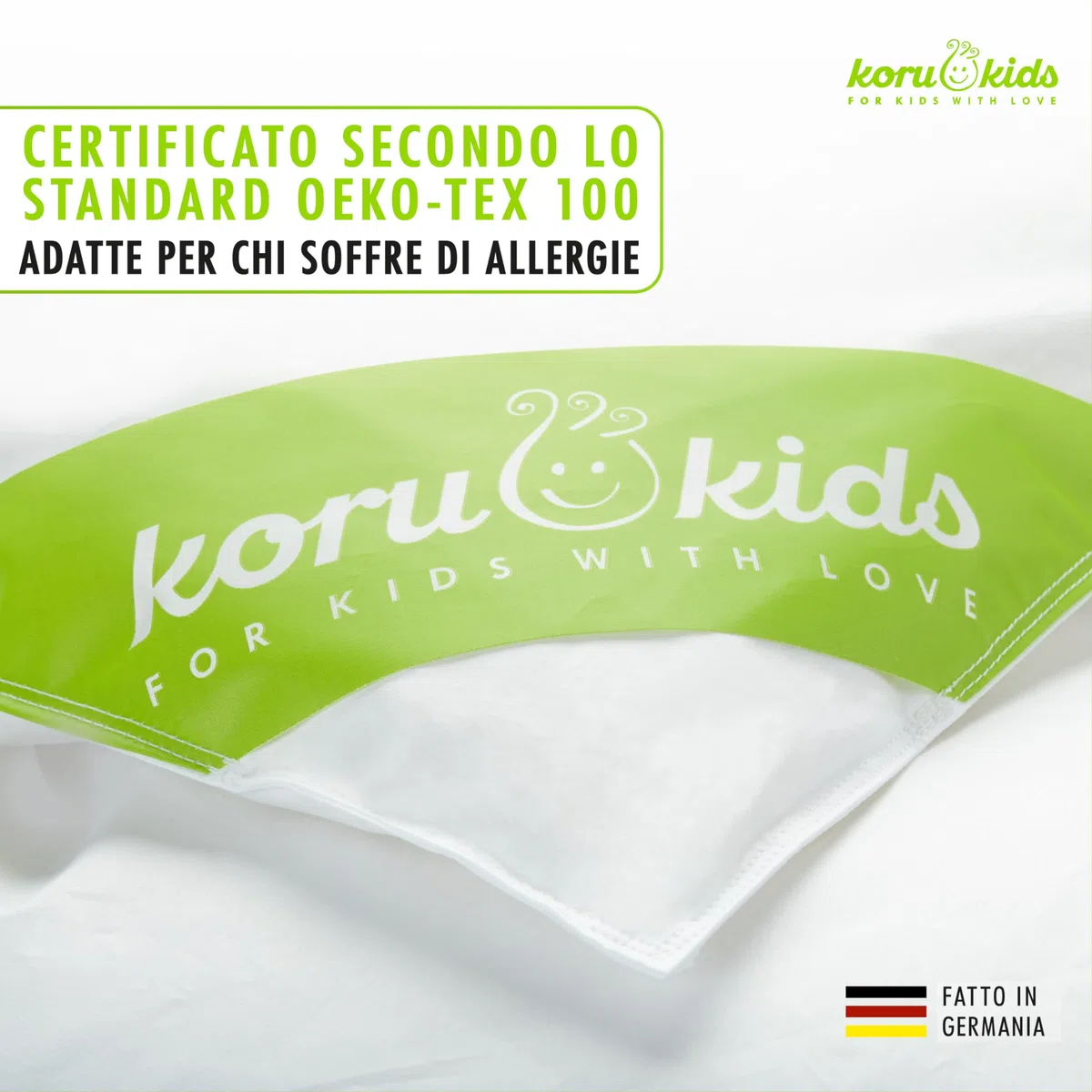 Koru Kids® Piumone Lettino Bambino - Piumino Lettino Bimbo 100x135 cm Estivo, Anallergico. 100% Piume Canadesi 200gr. Piumino Lettino Fatto In Germania Certificato Oeko-Tex 100