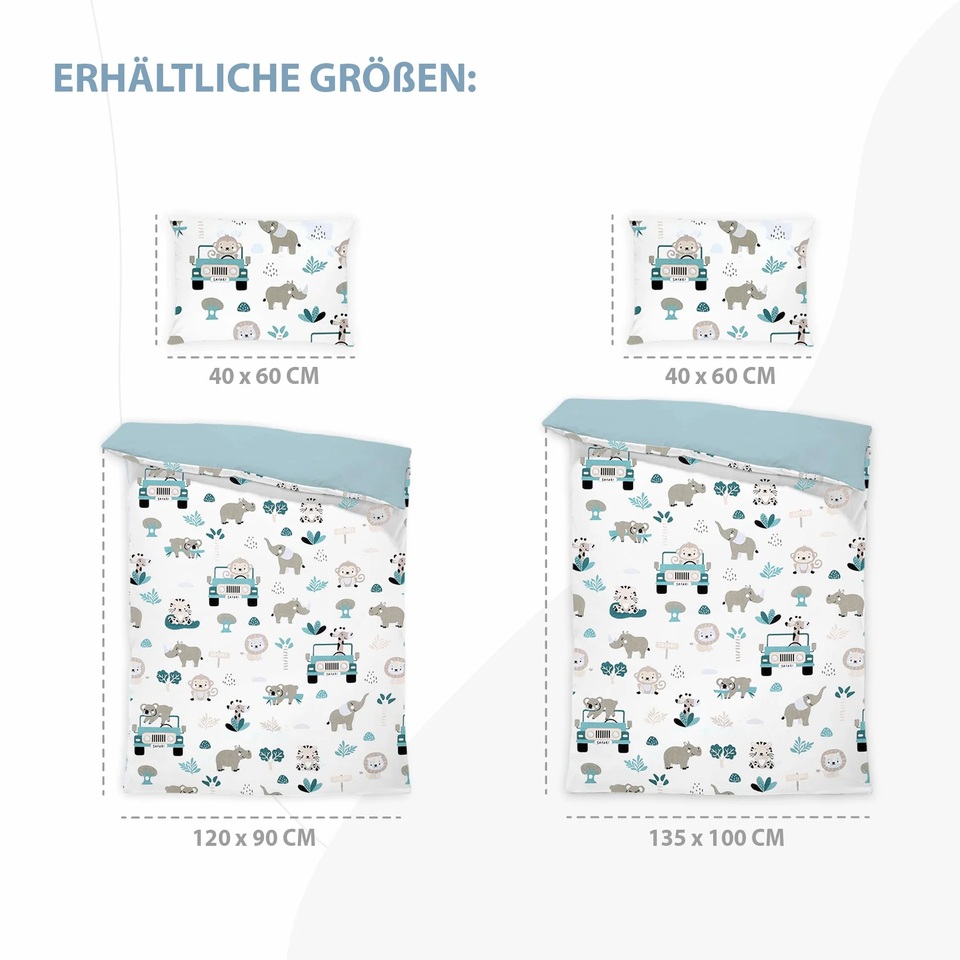 Totsy Baby Copripiumino lettino neonato 100x135 cm - Cotone parure di copripiumini bambino e bambina per culla Set lenzuolo per piumino 100 x 135 cm con federe 60 x 40 cm Oeko-Tex