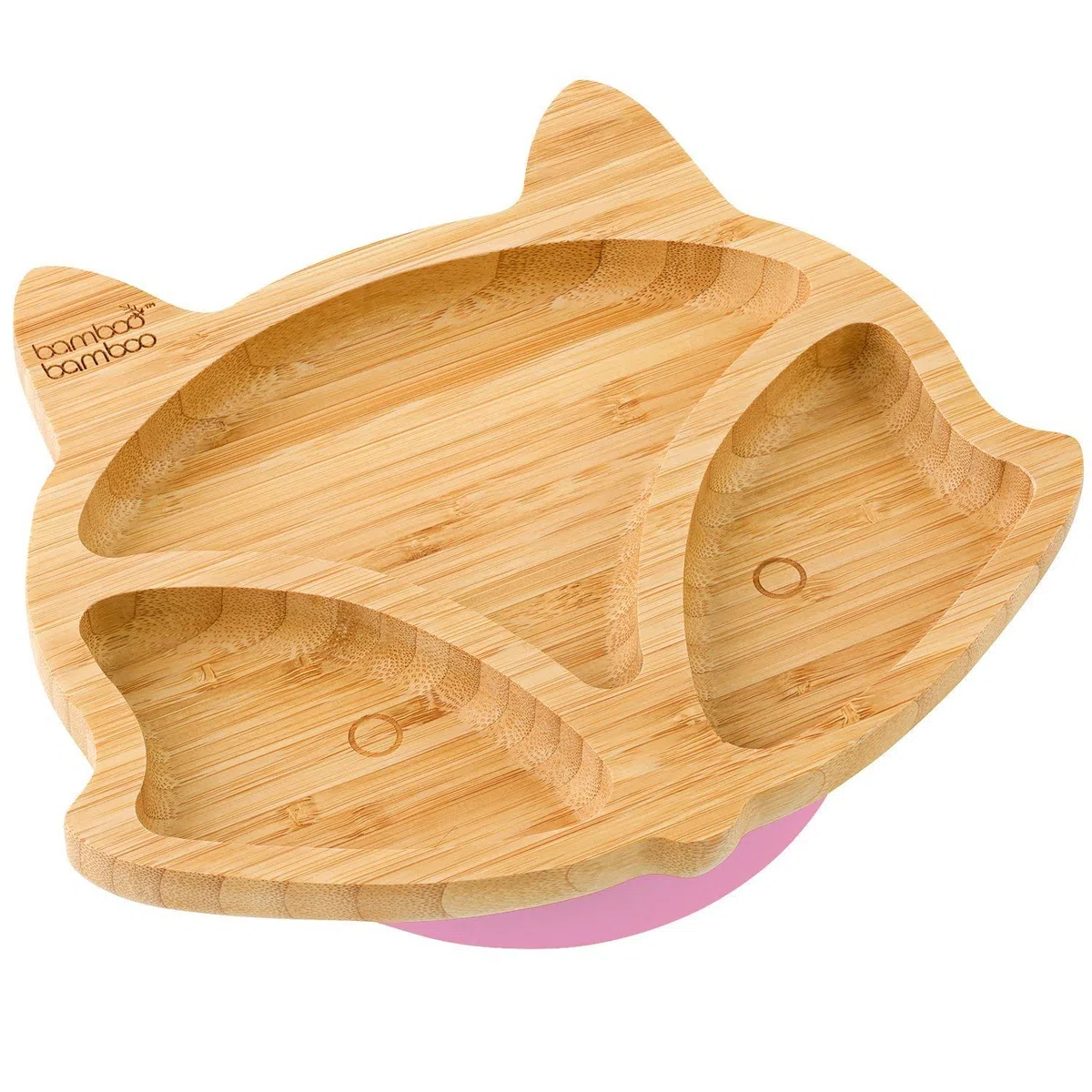 bamboo bamboo Piatto Baby E Bambini Piatto Bambù Volpe Con Suzione Sicura Per Pasti E Svezzamento Antiscivolo Per Neonati Da 6 Mesi (Volpe, Rosa)