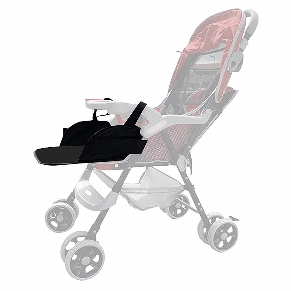 SIXRUN Poggiapiedi per Passeggino Accessorio Universale per Passeggino Supporto per Piede Regolabile in Tessuto Oxford 35x30x4 Cm per un Comfort Prolungato Vestibilità (BLACK)