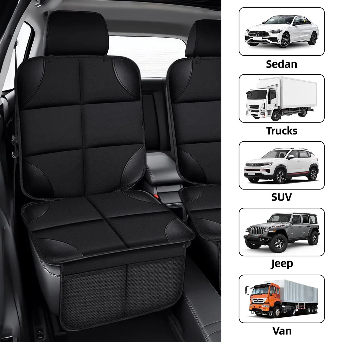 Set da 2 Protettore di Sedili Auto - Protezione per Seggiolino Bambini Antiscivolo e Impermeabile con Grandi Tasche Portaoggetti Compatibile con Sistema ISOFIX datto per SUV Berline e vari modelli
