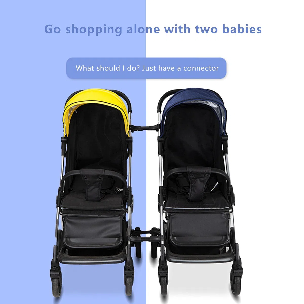 Connettore per Passeggino gemellare da 3 Pezzi per Bambino, connettori universali per Passeggino, per Giunti Regolabili per Passeggino, Facile Combinazione e Divisione