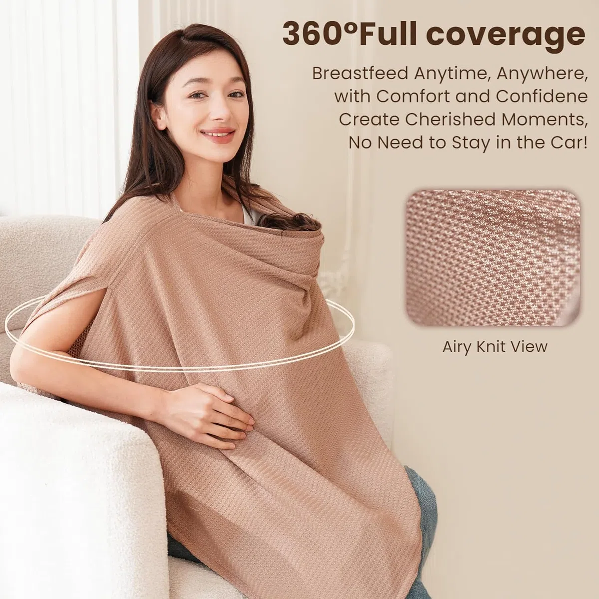 Telo da allattamento | Sciarpa da allattamento per viaggiare | Nursing Cover | Breastfeeding Cover | Versatile e comoda e portatile (cammello)