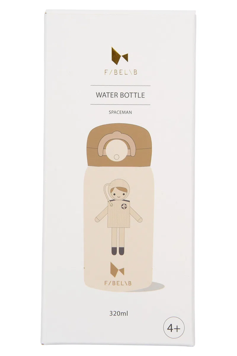 Fabelab Borraccia Bambini 320 ml | Motivo Astronauta | Acciaio Inox Senza BPA | Scuola Anti-Perdite | Borraccia