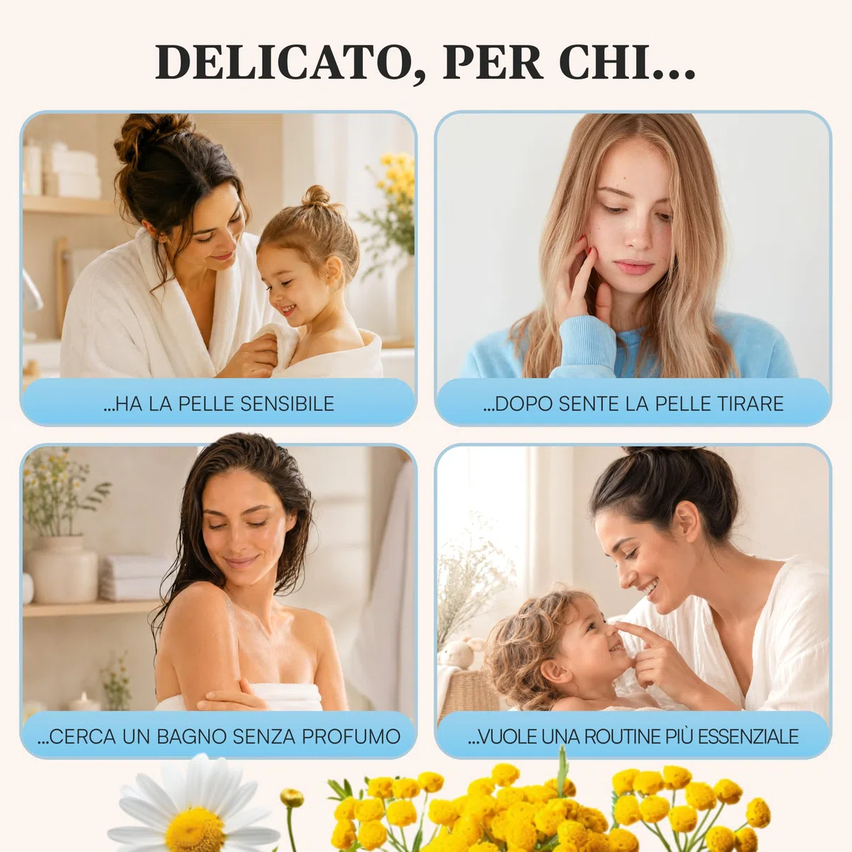 Metodo Pelle Sana Amido di Riso Bagnetto Neonato Bambino Adulto, Pelle Sensibile Secca Reattiva, Polvere Bagno Lenitivo per Rossori Sudamina, Camomilla Calendula Elicriso Malva, 125 g