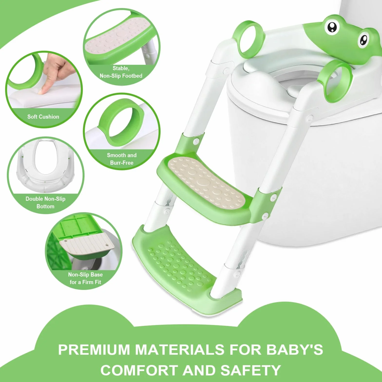 Riduttore WC Bambini,Sedile Wc per Bambini,Scaletta Wc per Bambini Pieghevole,Pieghevole Regolabile in Altezza, con PVC Morbida Seduta Imbottita, pedana antiscivolo anti-spruzzo,per V,U,O