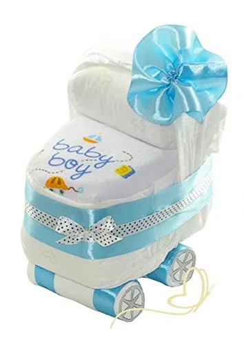 Torta di pannolini blu per ragazzi – regalo per nascita, baby shower – Baby Boy