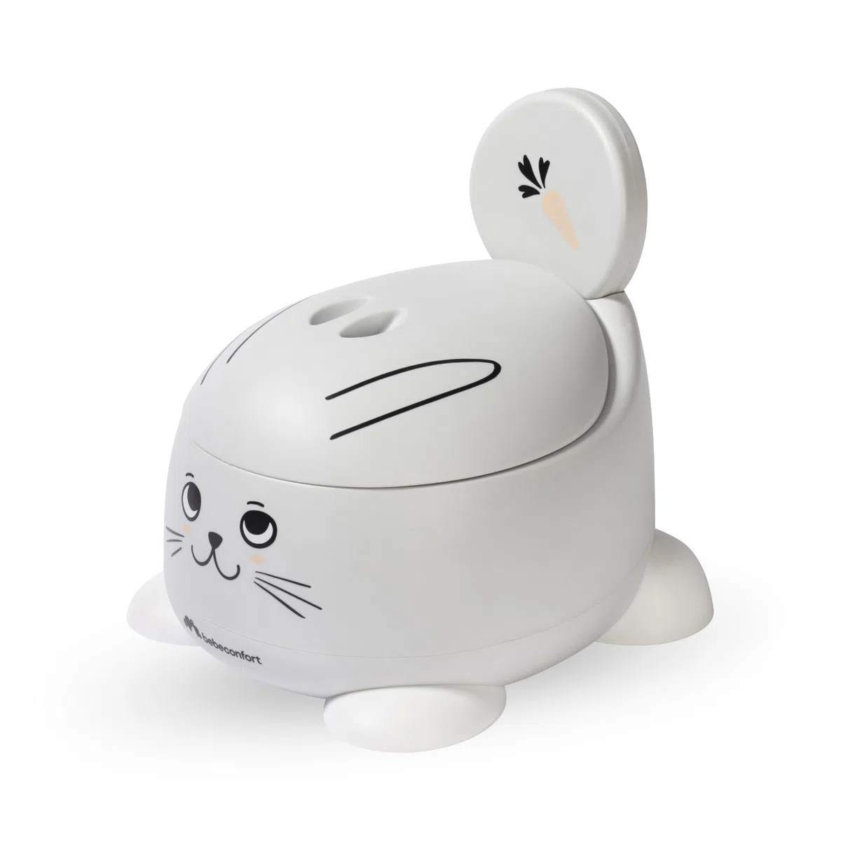 Bebeconfort Comodo Vasino Bambini, 12-36 Mesi (0-20 kg), Ergonomico e Compatto, Facile da Pulire, Tazza Amovibile, Paraspruzzi Igienico, Antiscivolo, Vasino per Bambini WC, Coniglio