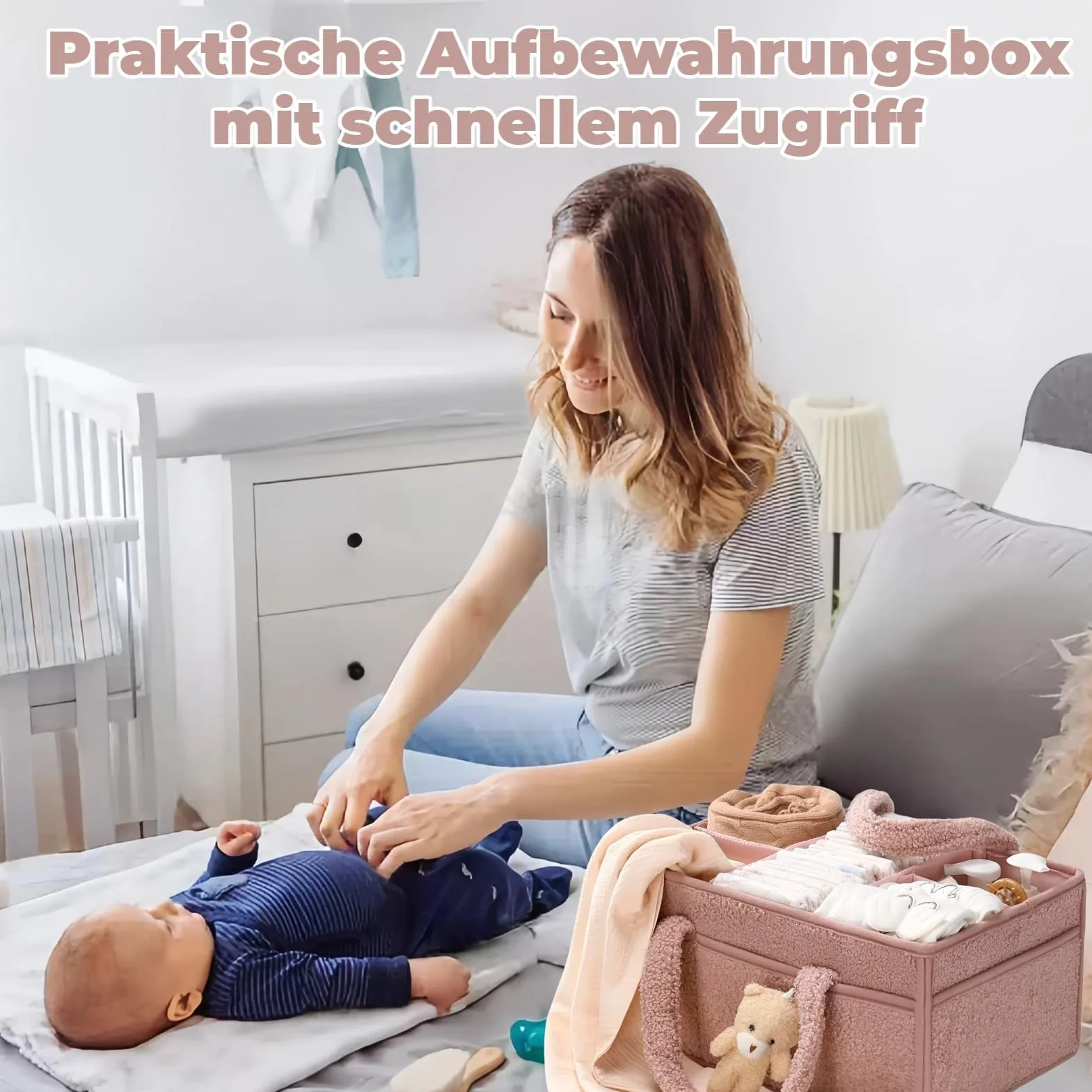 Generico Cestino Portaoggetti per Bambini, Organizzatore per Pannolini per Bambini, Cestino Organizzatore per Neonati, Cestino Portaoggetti Portatile per Bambini, Cestino Portaoggetti in Feltro per