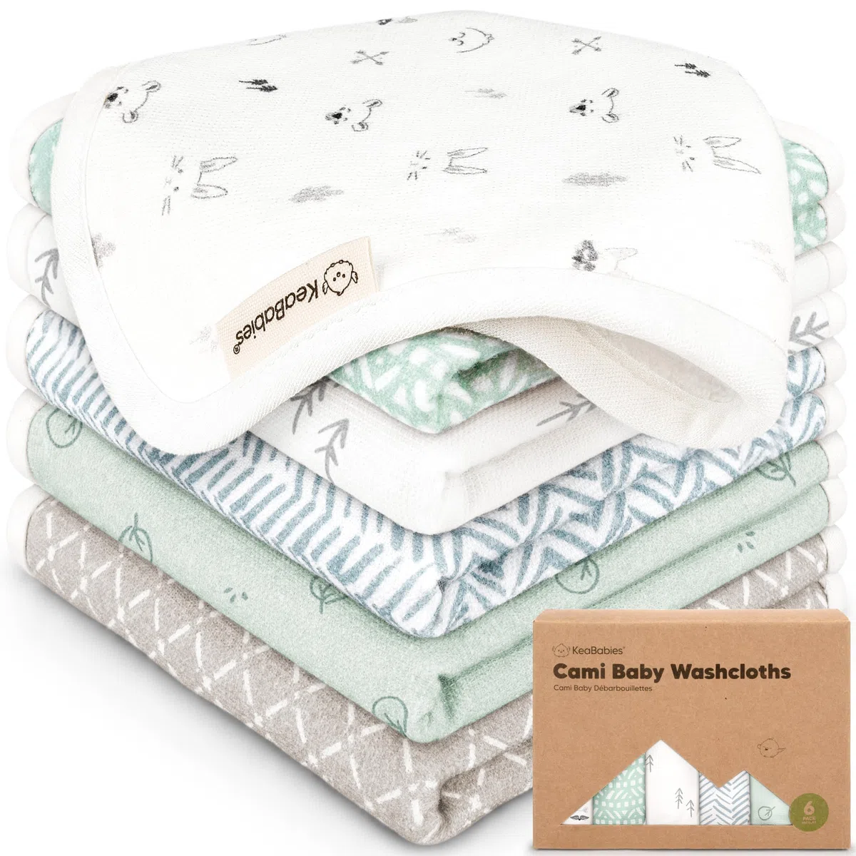 6pk Salviette bebè cotone per neonati - Salviette in mussola di cotone bio morbide per maschi, femmine, neonati, asciugamani bimbi, assorbenti e delicate per pelle sensibile (Nordic)