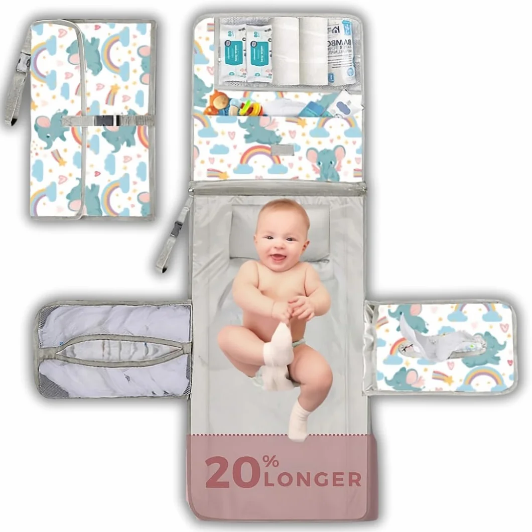 Fasciatoio Portatile XL - Pieghevole Impermeabile Perfetto Regalo Neonato - Accessori Utili - Borsa Rimovibile Con Tasche Multiple per Bambino