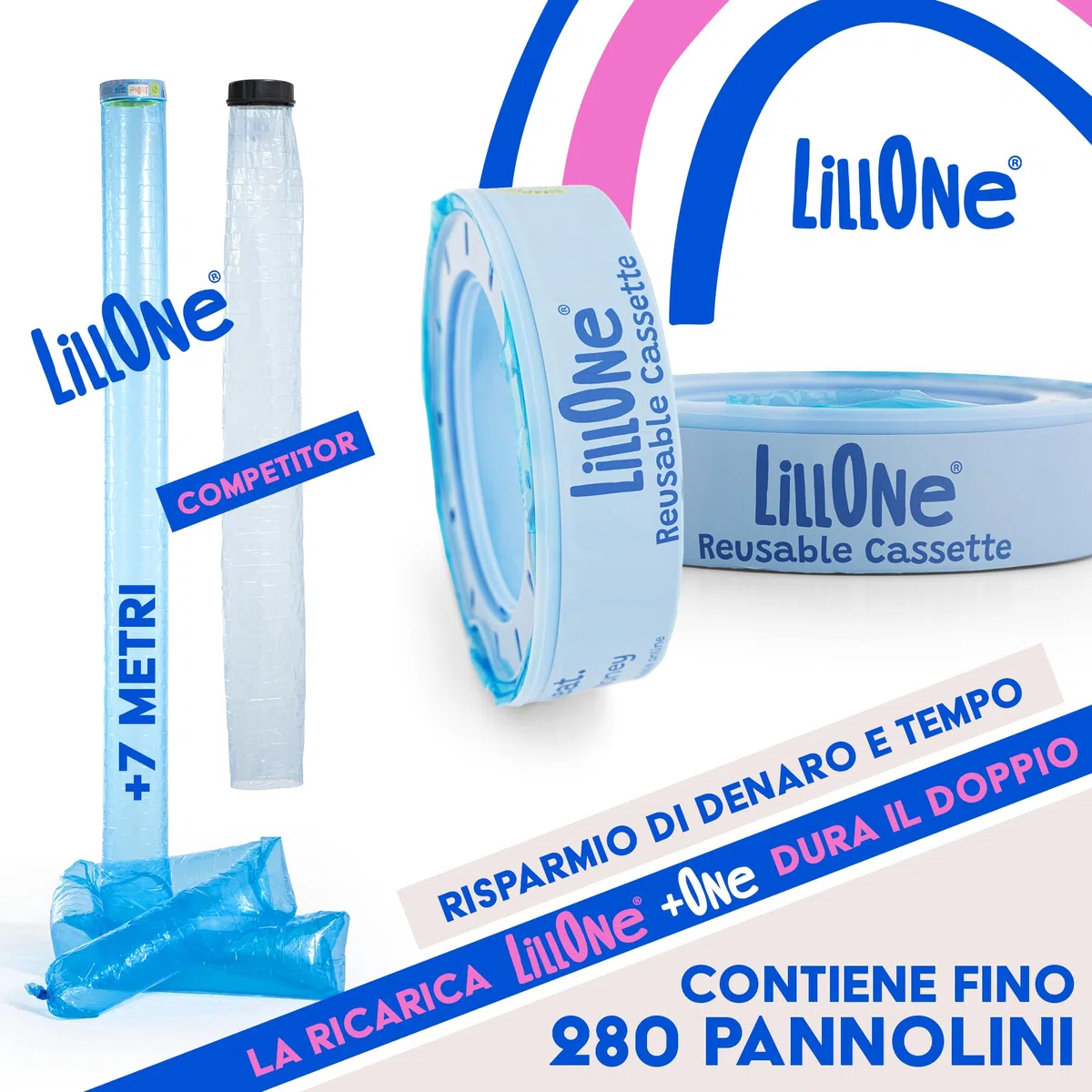 LillOne 4 Ricariche con Cestelli Riutilizzabili per Mangiapannolini compatibili con Angelcare Maialino Foppapedretti – Mangia pannolini