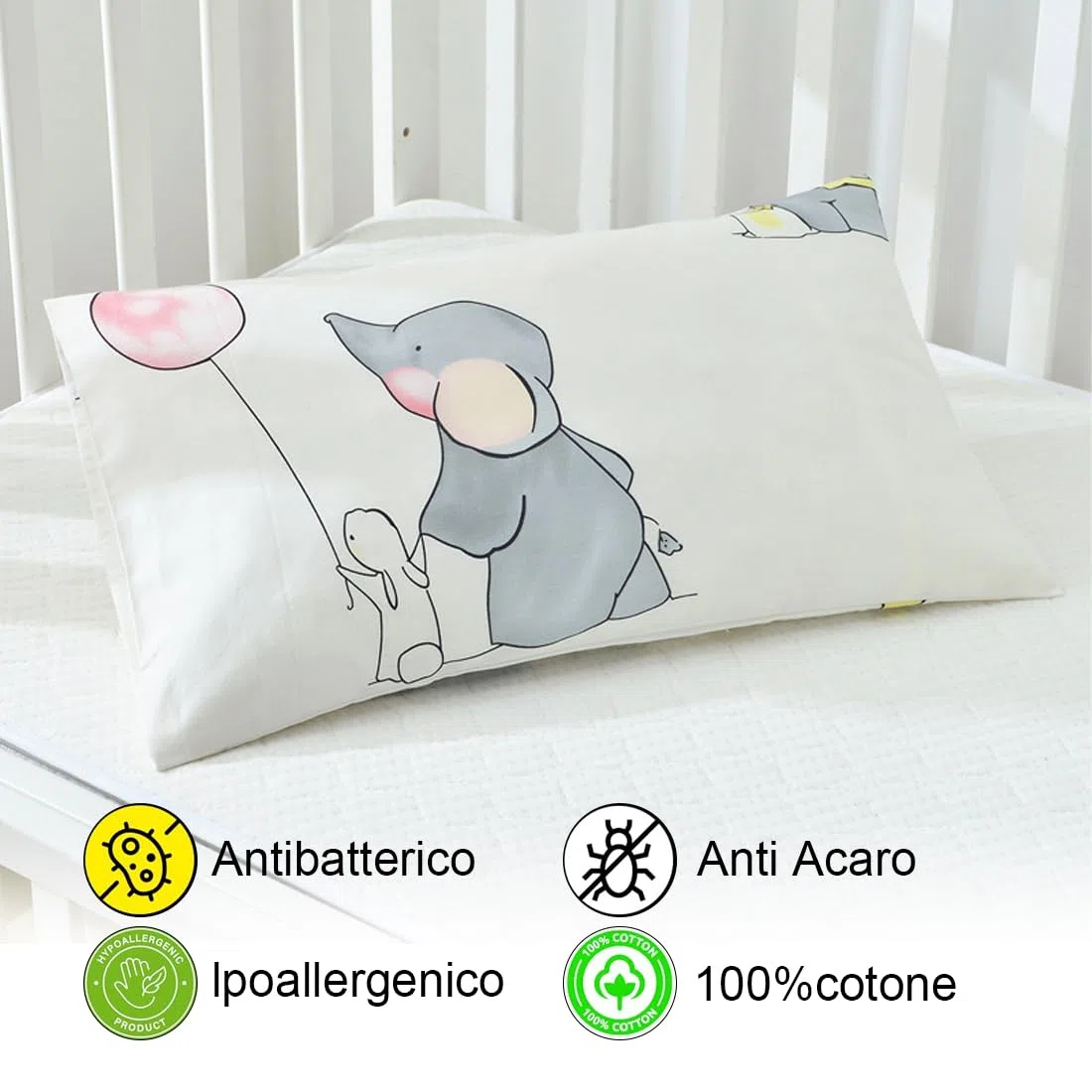 2 PCS Federa per Cuscino per Neonato Set di federe per Cuscini da Culla e Lettino 100% Cotone Biancheria da Letto per Bambini
