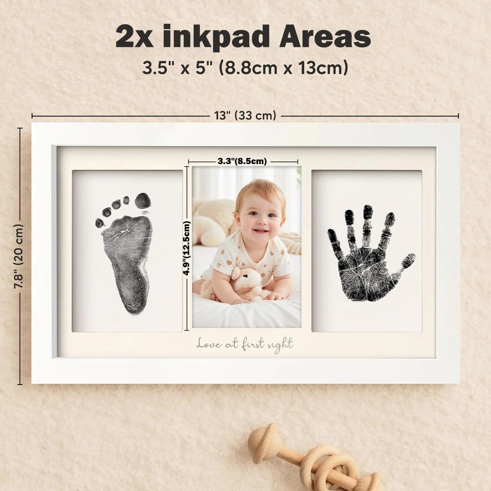 PANYI Cornice Impronta Mani e Piedi Neonati Kit Impronte Neonato Include 1 Tampone per Inchiostro e 3 Schede per Timbri con Istruzioni Adatto per Neonati, Regalo Battesimo Bimbo, Baby Shower