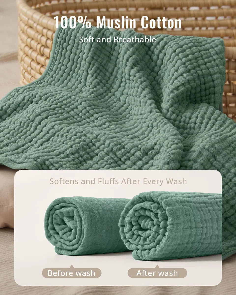 Blissful Diary Asciugamano da bagno in mussola con cappuccio per bambini, confezione da 2, morbido e assorbente, per neonati e bambini piccoli, unisex, regalo per neonati, elementi essenziali per