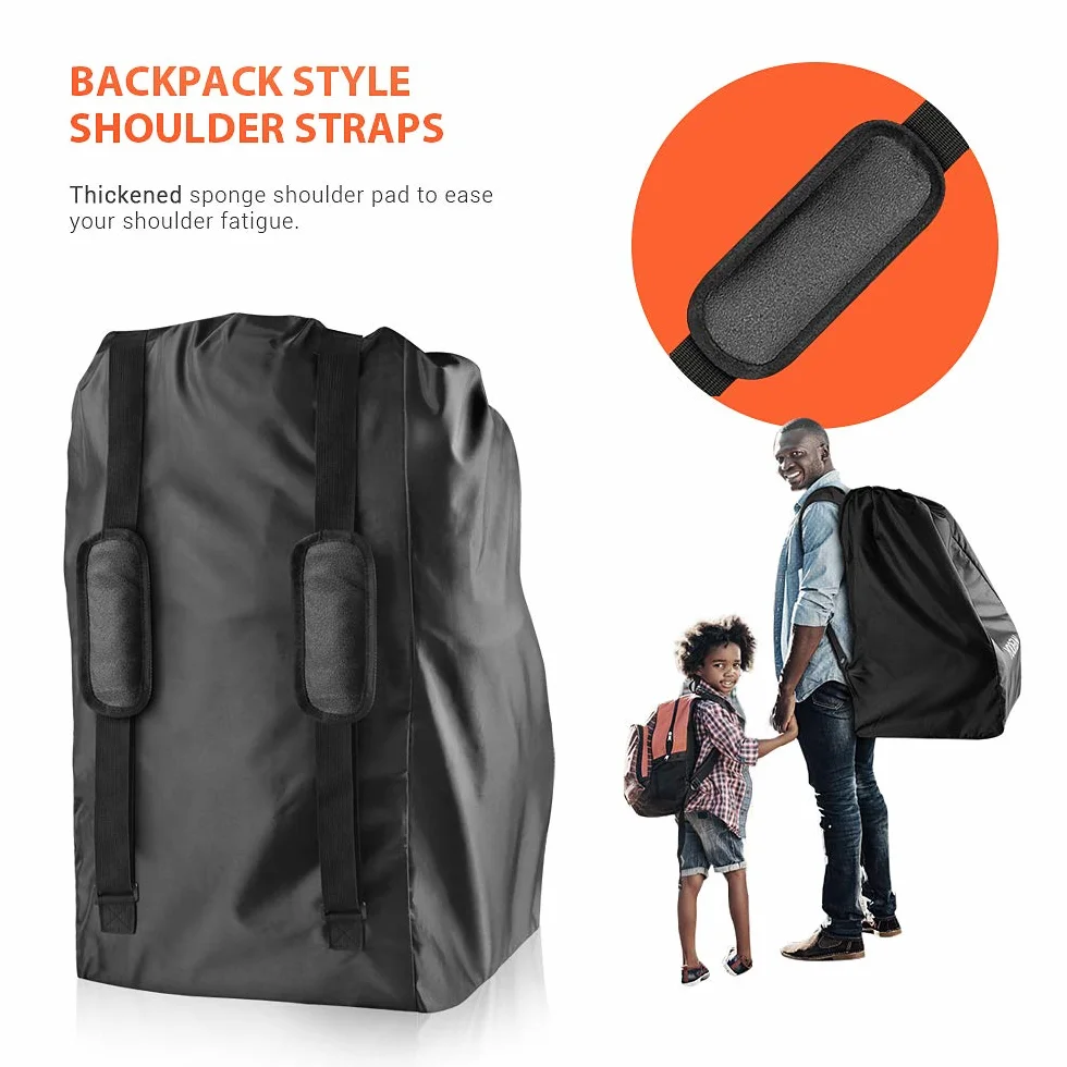 YOOFAN Controllo Gate Borsa da Viaggio con Zaino a Tracolla per Passeggini, Seggiolini Auto, Carrozzine, Booster, Sedie a Rotelle, Resistente all'acqua - Ottimo per Aereo e Bagagli (Nero)