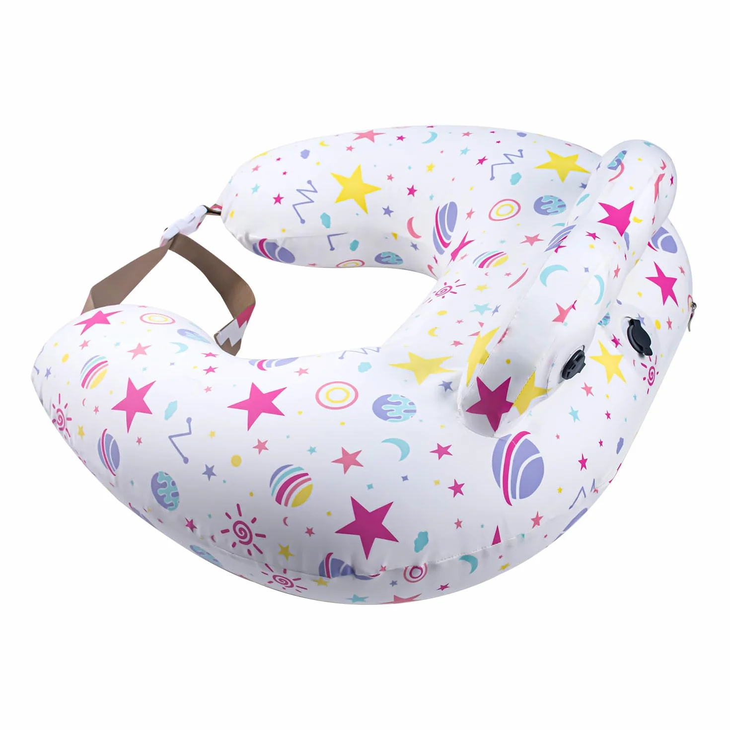 Cuscino gonfiabile per allattamento al seno - Cuscino da viaggio per l'alimentazione dei bambini, supporto per la mamma, cinghia regolabile in vita, fodera rimovibile in cotone 100% - Essenza