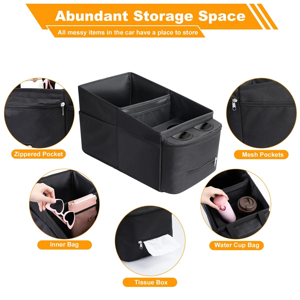 Romon Organizer Auto, Organizer Bagagliaio Autos Sedile Anteriore Posteriore Car Organizers Bambini per Caddy con Divisorio, Maniglie e Tasche Multiple in Rete per Giocattoli Libri Snack Tablet