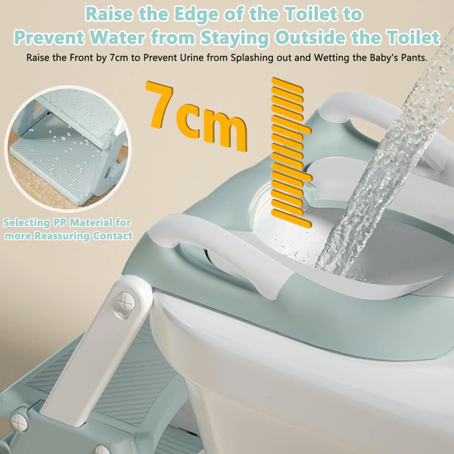 Riduttore WC Bambini con Scaletta, Riduttore WC Bambini, Scaletta WC per Bambini con PU Cuscino, Regolabile e Pieghevole, Adattatore WC per Bambini per Tazze a V, U, O