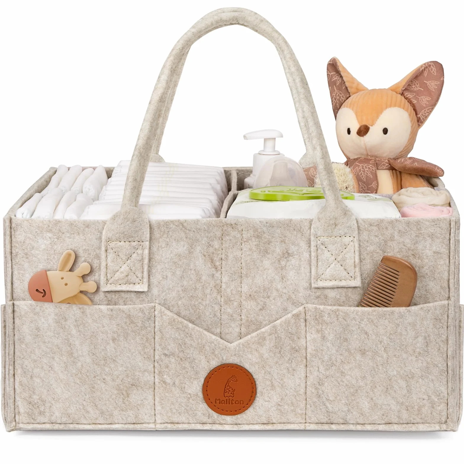 Maliton Organizer Fasciatoio per Neonati, Cestino Porta Pannolini, con Scomparti Rimovibili, Borsa per Pannolini come baby shower, Cachi