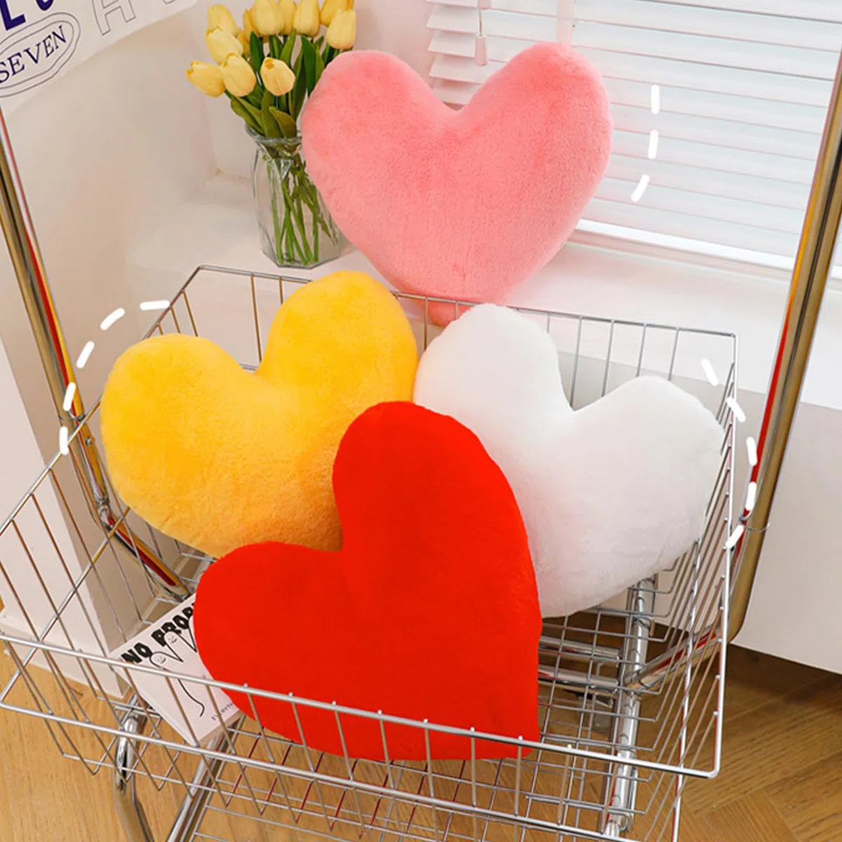 Cuscino a cuore, per cameretta dei bambini, a forma di cuore, per ragazze e ragazzi, decorazione per la camera da letto (cuore giallo, 50 cm)
