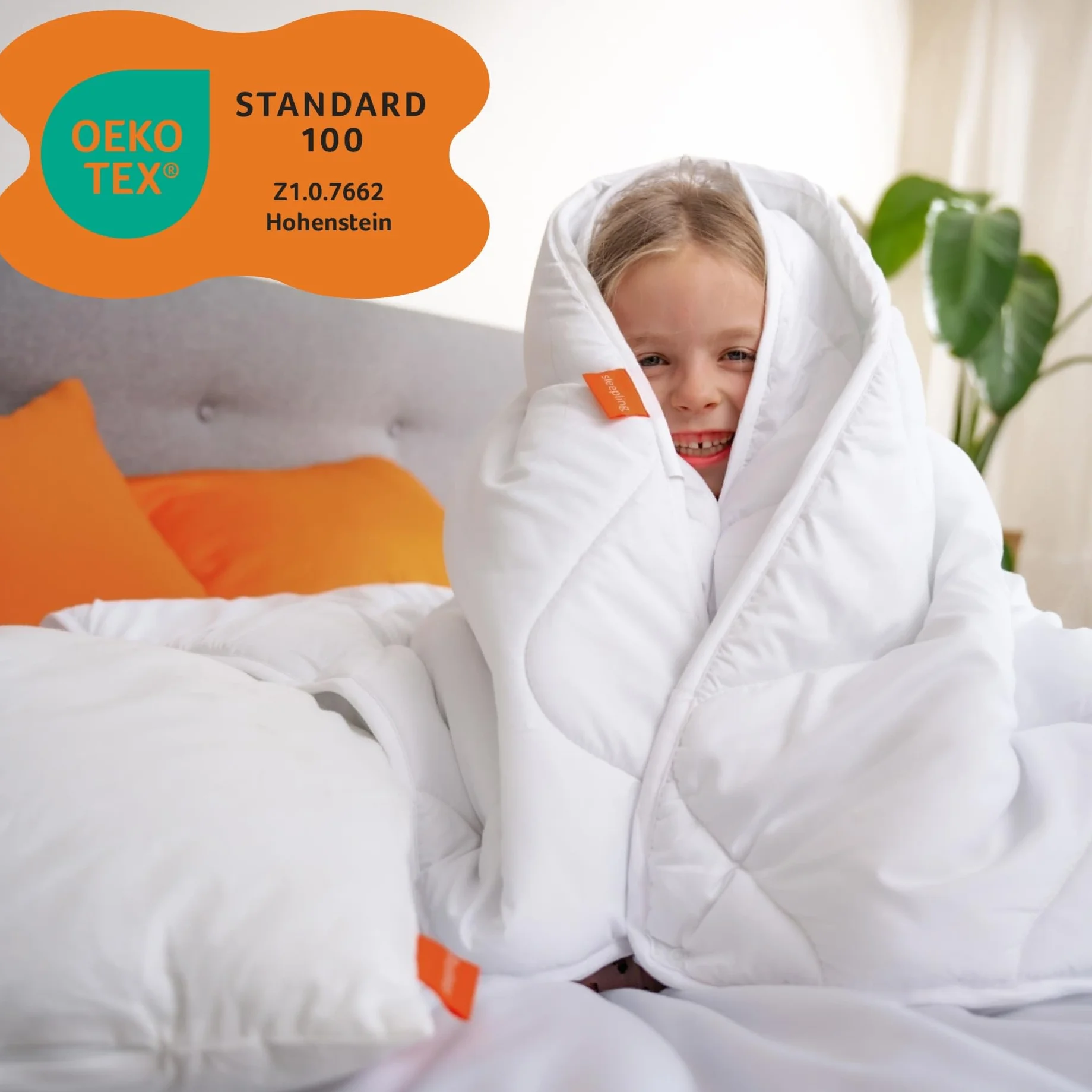 sleepling 196277 baby set per lettino bimbo composto da piumino per tutto l'anno 80 x 80 cm e cuscino piatto 35 x 40 cm, 100% microfibra, anallergico, bianco