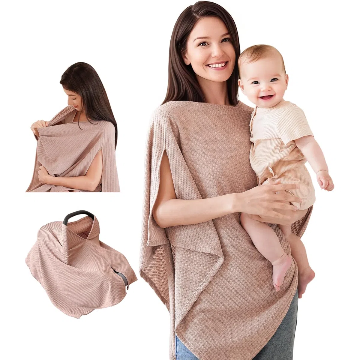 Telo da allattamento | Sciarpa da allattamento per viaggiare | Nursing Cover | Breastfeeding Cover | Versatile e comoda e portatile (cammello)