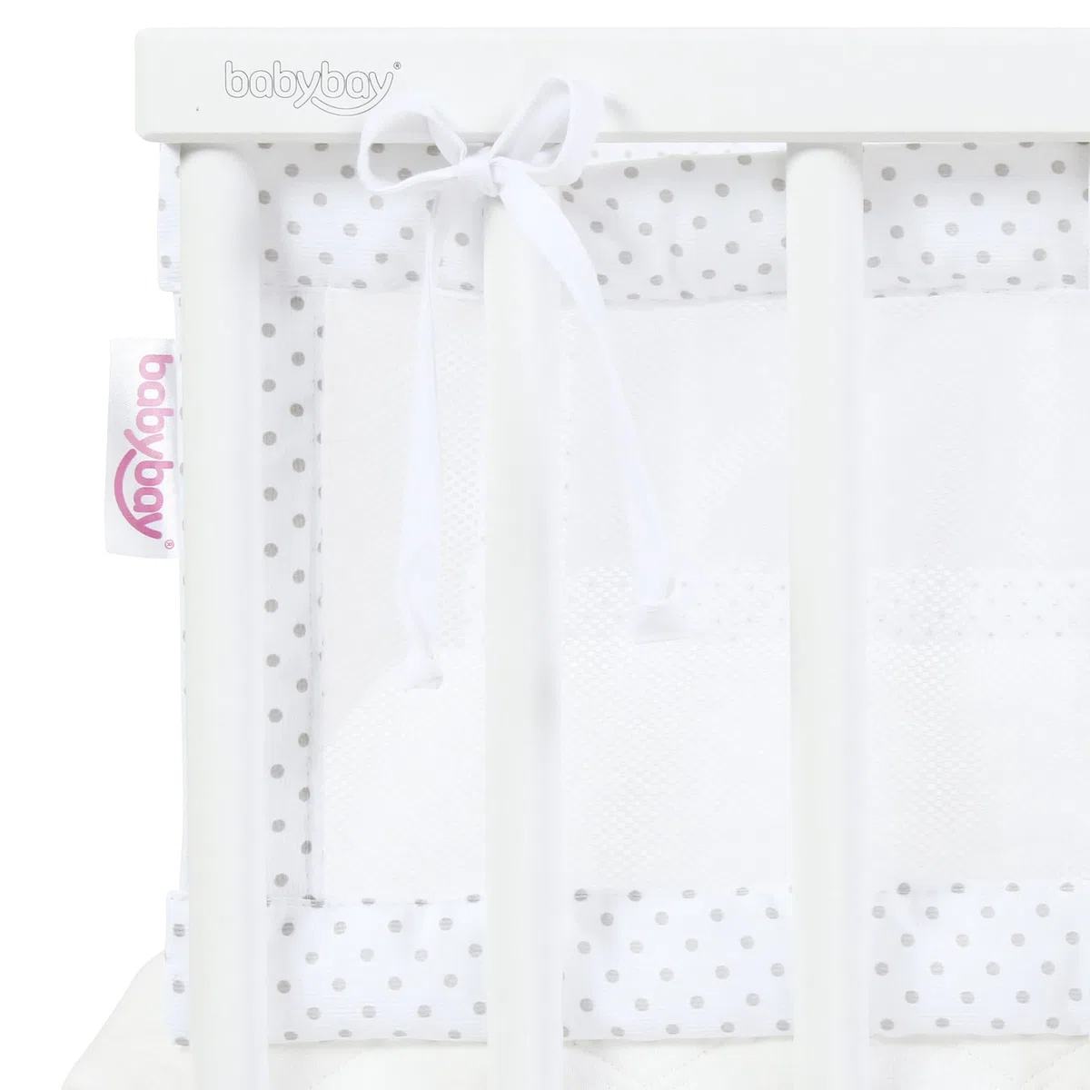 Babybay Babynest Mesh-Piqué Suitable For Model Original, White Points Pearl Grey - 180 g