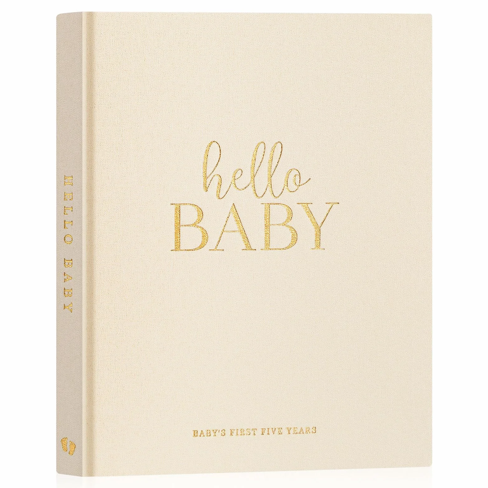 Lanpn Album Nascita Bambino e Bambina, Libro dei Ricordi Neonato per Primo Anno a 5 Anni, Albums Fotografico Neonato per Incollare Foto e Scritte, Diario Regalo Bimbo (Beige, 154 Pagine, Inglese)