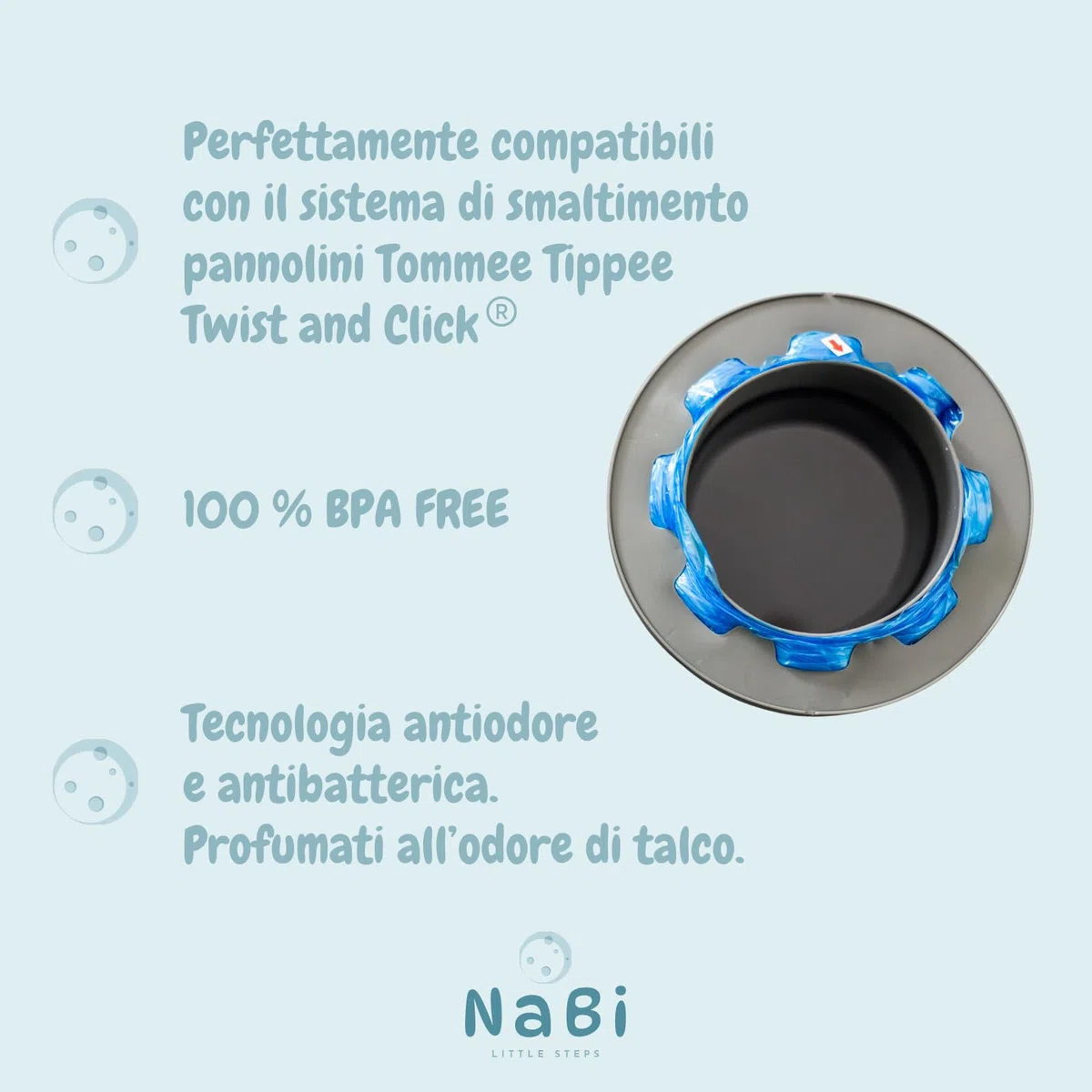 Ricarica Compatibile con Sistema di Smaltimento Avanzato per Pannolini Tommee Tippee Twist and Click. Confezione da 5 Ricariche Profumate, Facili e Convenienti