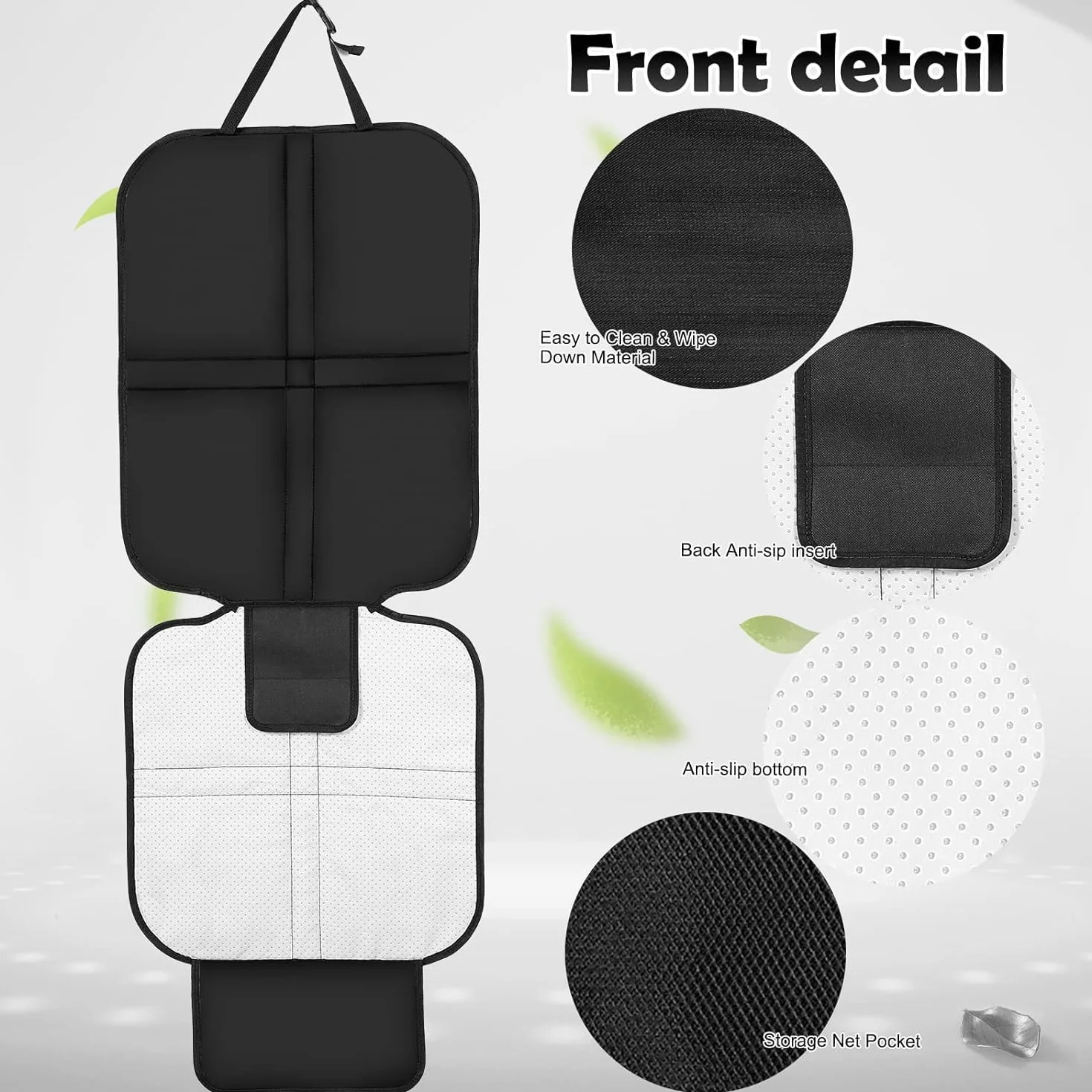 AiQInu Protezione Sedile Auto, 2Pcs Protezioni Per Seggiolino Auto Impermeabile Antiscivolo per Bambini Compatibile con 2 Tasche Portaoggetti per Suv,Berlina,Seggiolino Auto in Pelle E Tessuto