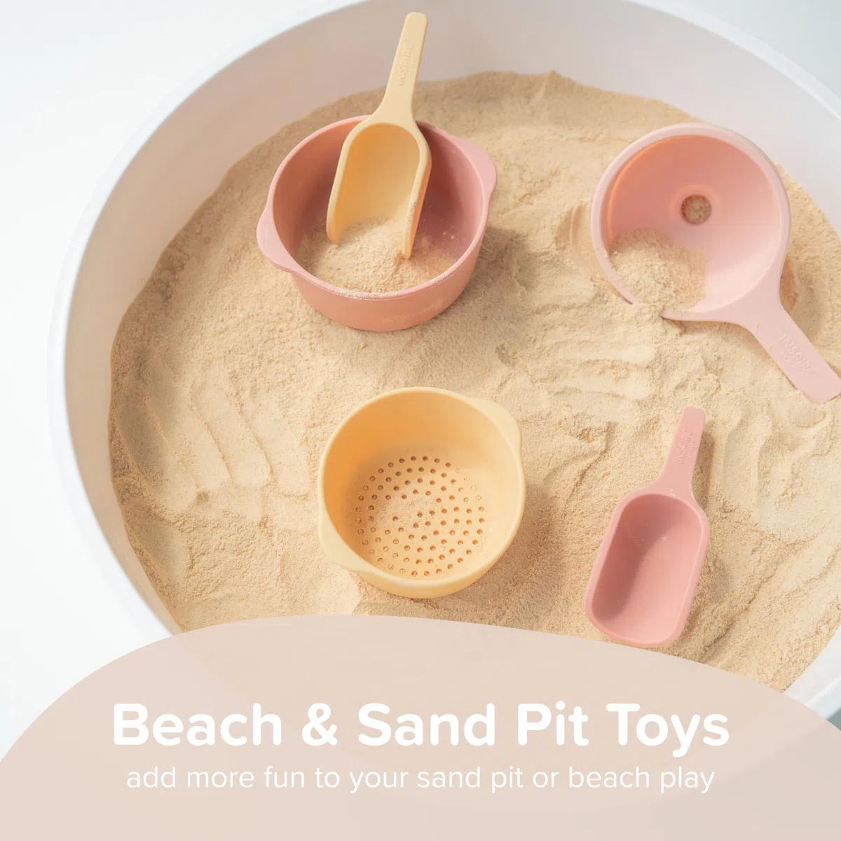 Inspire My Play,3xciotole e setaccio in silicone,Accessori perfetti per vassoio sensoriale,Giocattoli per attività e sviluppo precoce,Giocattoli per l'apprendimento Montessori